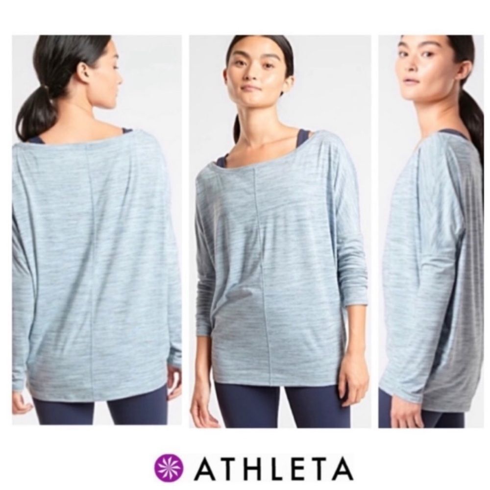 Athleta Flow Essence Top Space Dye Blue
